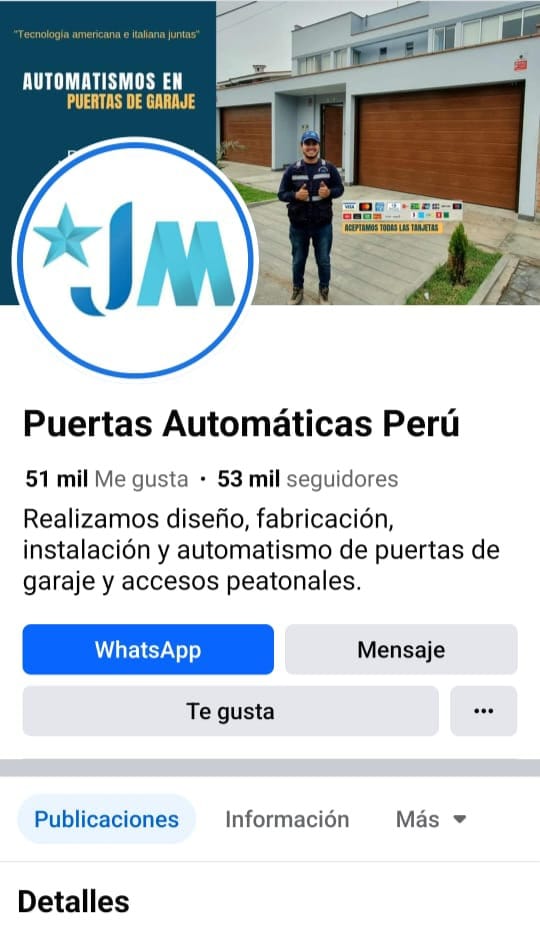 página de facebook de puertas automaticas